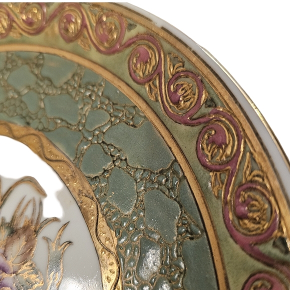 Andrea by Sadek Vintage Decorative Plate with Hand-Painted Floral Design - Picture 4 of 6